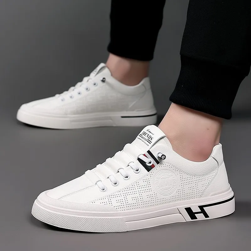 Tênis Casual Masculino Couro Trends Branco